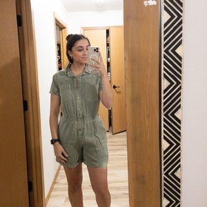 böhme Denim Romper in Sage Green 💚